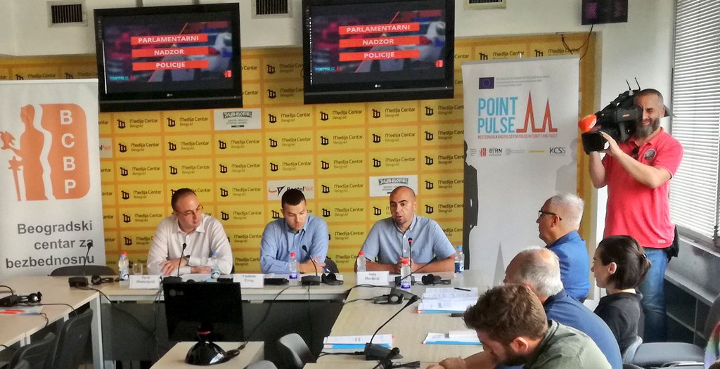 POINTPULSEnet's tweet photo. Parliamentary oversight of police in Serbia fell during 2017, even though there are more political parties in the Assembly, and legal framework was upgraded, said BCSP researcher @Bambayay opening the  #POINTPULSE roundtable @bezbednost_org organized. #BalkanCops https://t.co/ubFAzR2IVn