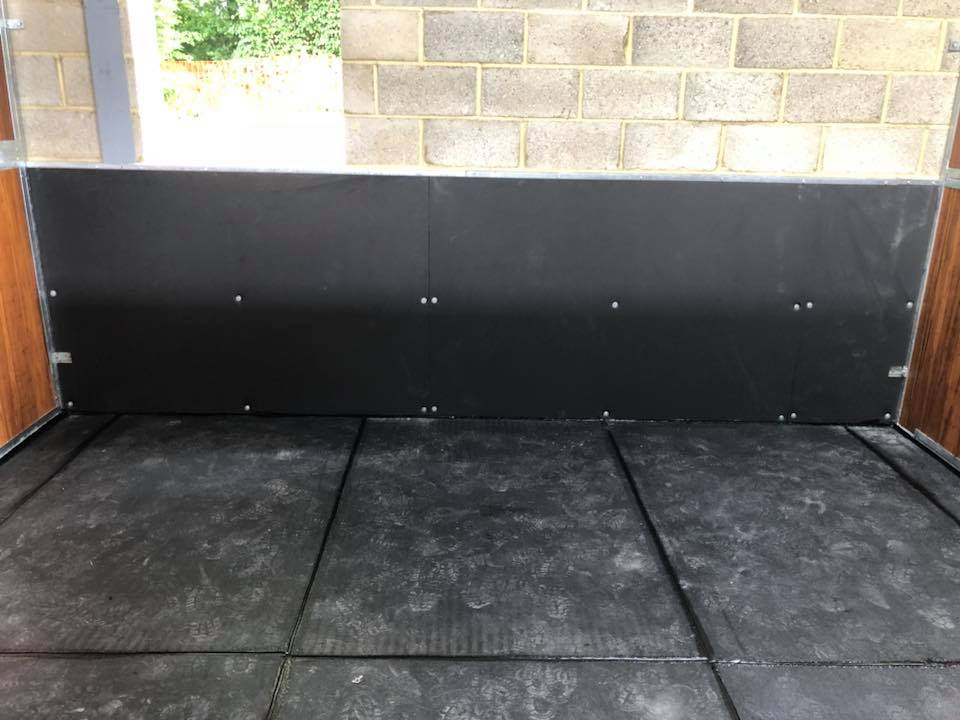 HorseMatsPlus's tweet photo. Yesterdays installation of sealed and bonded 18mm rubber floor matting and 20mm Eva cushioning wall matting with metal anti-chew capping. Stables by @StablesOnline1 #stables #internal #equestrian #flooring #solidrubber #installation @EquineHour https://t.co/REAnewoZuQ