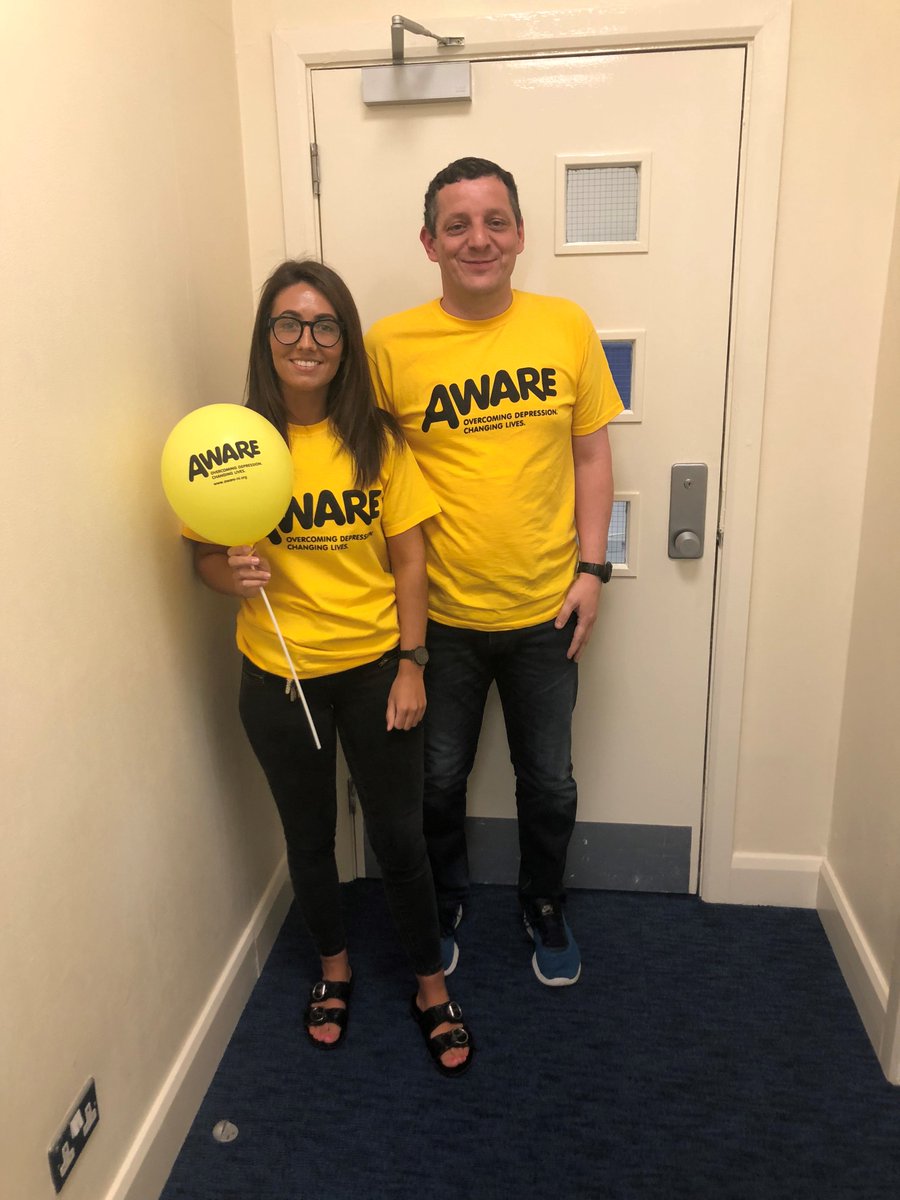 AWARENI's tweet photo. The teams from @UlsterBank branches in #Belfast at York Street, University Street and in the city centre donned their AWARE tshirts and along with Henry raised money for mental health by organising lots of activities including an 80s dress up, cycle, walk & BBQ! #OWIJ #UBAWARE https://t.co/Bvb3C6MexL