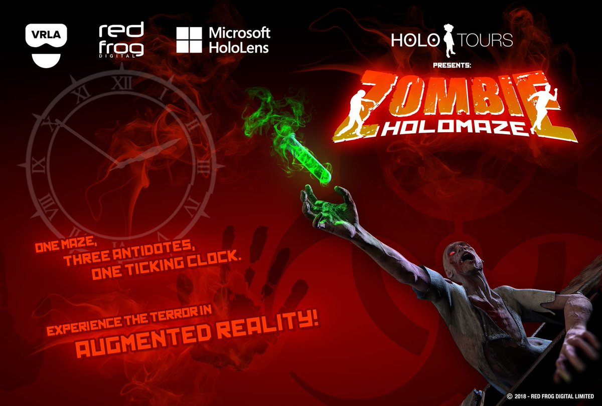 Blooloop's tweet image. Scary stuff.
@RedFrogDigital's #AR Zombie Holomaze at @vrlosangeles' #VRLA2018. 
bit.ly/2ymVC8G.