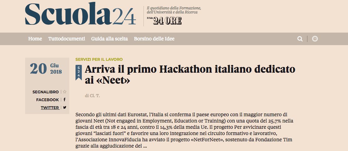 FondazioneTIM's tweet photo. Prima tappa del #progetto #NetForNeet con @InnovaFiducia e @infocamere il prossimo 18 ottobre a #Roma, per progettare la nuova #piattaformadigitale #TIPO, vietata ai maggiori di 29 anni. #direfarecambiare #20giugno #Neet
https://t.co/c67JT5hqCr via @sole24ore https://t.co/QwqLV8l3qf
