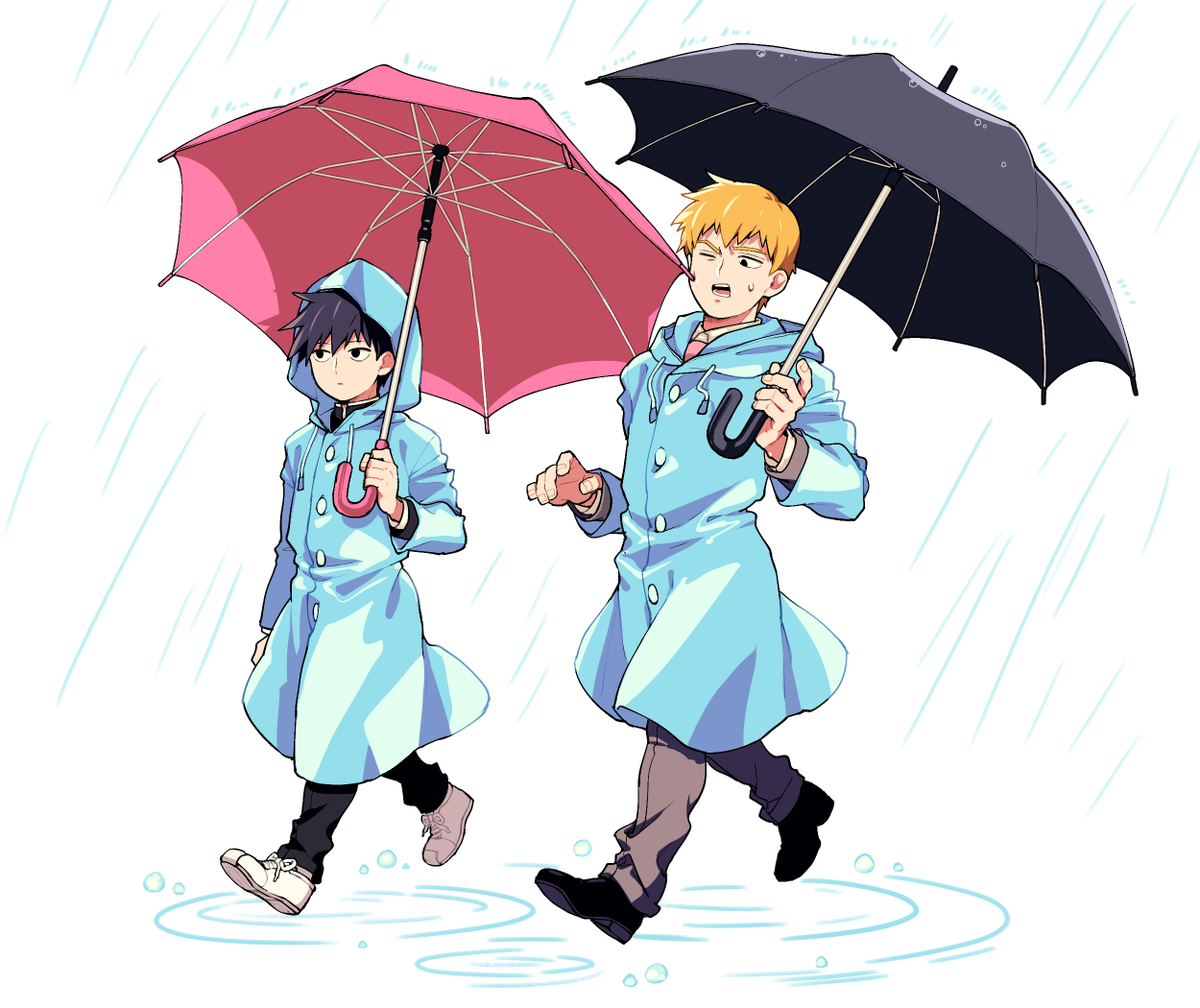 2boys multiple boys umbrella holding holding umbrella male focus rain  illustration images