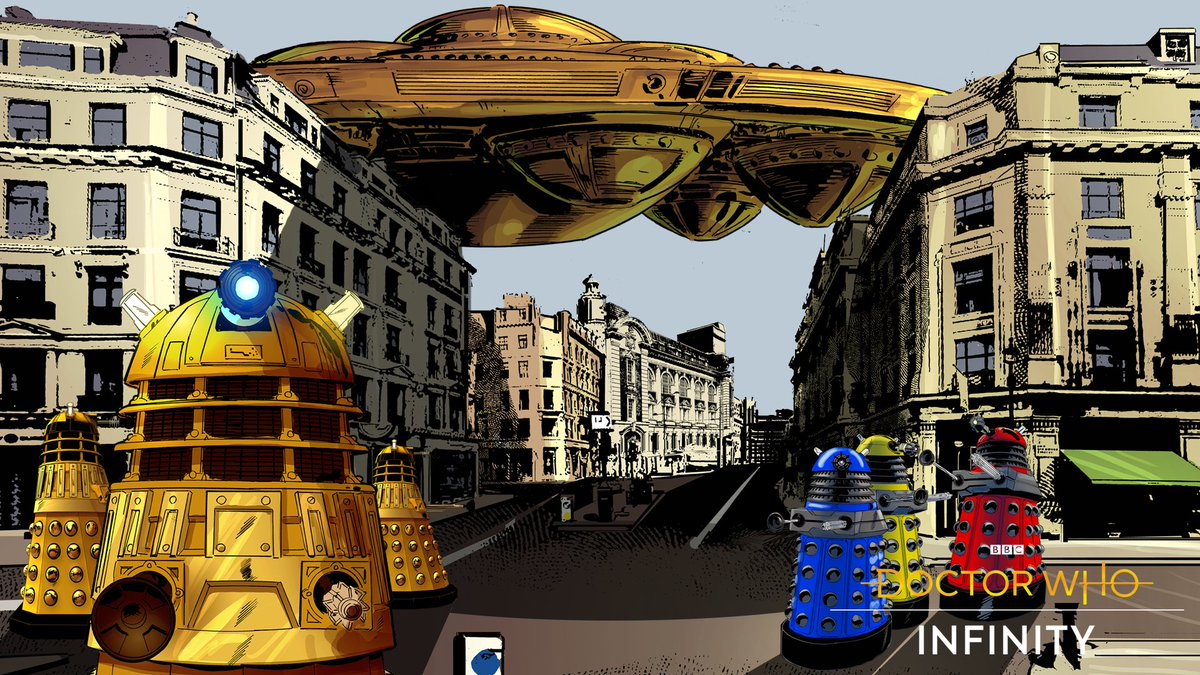 DoctorWhoLegacy's tweet photo. Join us TODAY at 5 pm UK time (9 am pacific) with writer @George_Mann on the #DoctorWho discord channel (click:  https://t.co/U6Yx50kmVE) as we talk about the #Dalek Invasion of Time and Doctor Who Infinity! https://t.co/8ZTyHBUQA7