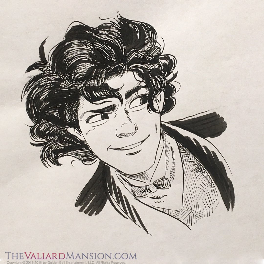 Ink study for black hair. Drew #Gangfield looking glamorous in the wind! Used an ink #brush pen for the pitch black bits.