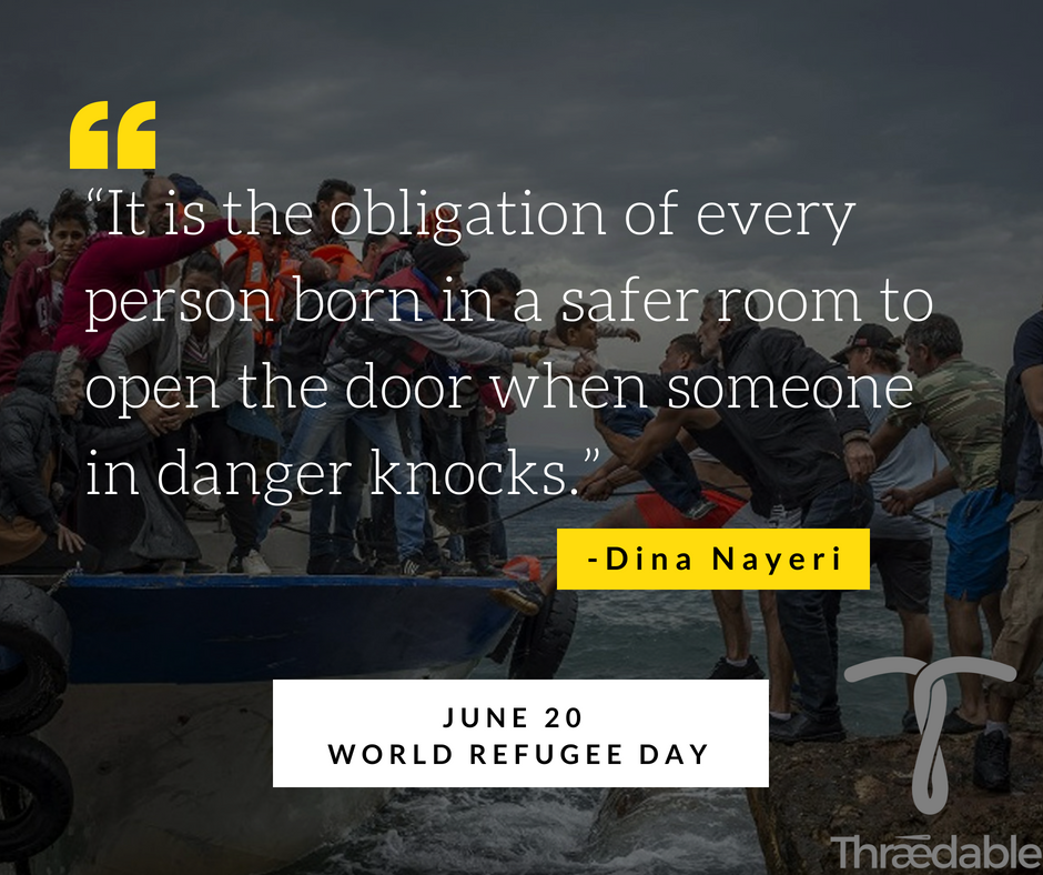 Thraedable's tweet photo. Today is #WorldRefugeeDay2018 Thraedable's giving 10% discount for three days from now till 22 June 23.59 GMT! Check out with code: WorldRefugeeDay. Help support our partners who fight for refugee rights @lesboslegal, @AccoglieRete, @borderlinesici1 >> https://t.co/81ei70dtme https://t.co/OY1hvq3u6H