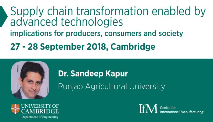 IfMCambridge's tweet photo. Cambridge International #Manufacturing Symposium, 27 - 28 Sep 2018
We are pleased to announce Sandeep Kapur, @PAU_LDH as speaker at the Academic Research Day, 28 September 2018.
Submit your abstract by 2 July: https://t.co/gmRSAweecH @CIMCambridge @IfMCambridge @Cambridge_Eng https://t.co/li4oHzsdOG