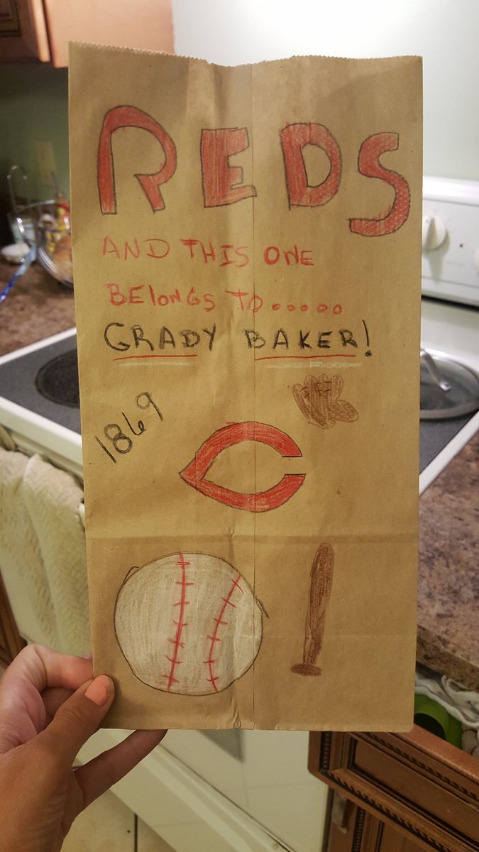 nancyhacker's tweet image. This little Cincinnati Reds fan!! And my lunch bag art???
