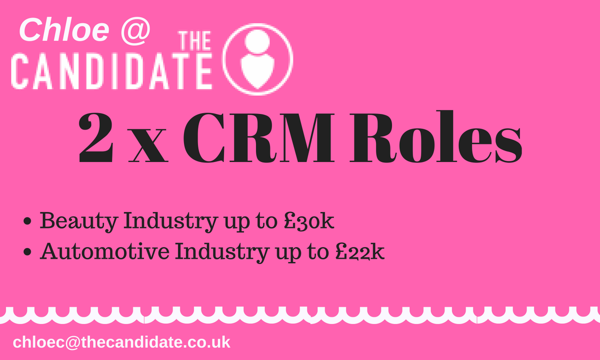 Mrs_C_Brooks's tweet photo. Two New Exciting Opportunites. 

If you would like any more information then DM me or email me on: chloec@thecandidate.co.uk
#TheCandidate #NewJobNewStart https://t.co/i2BhtHJ2X4