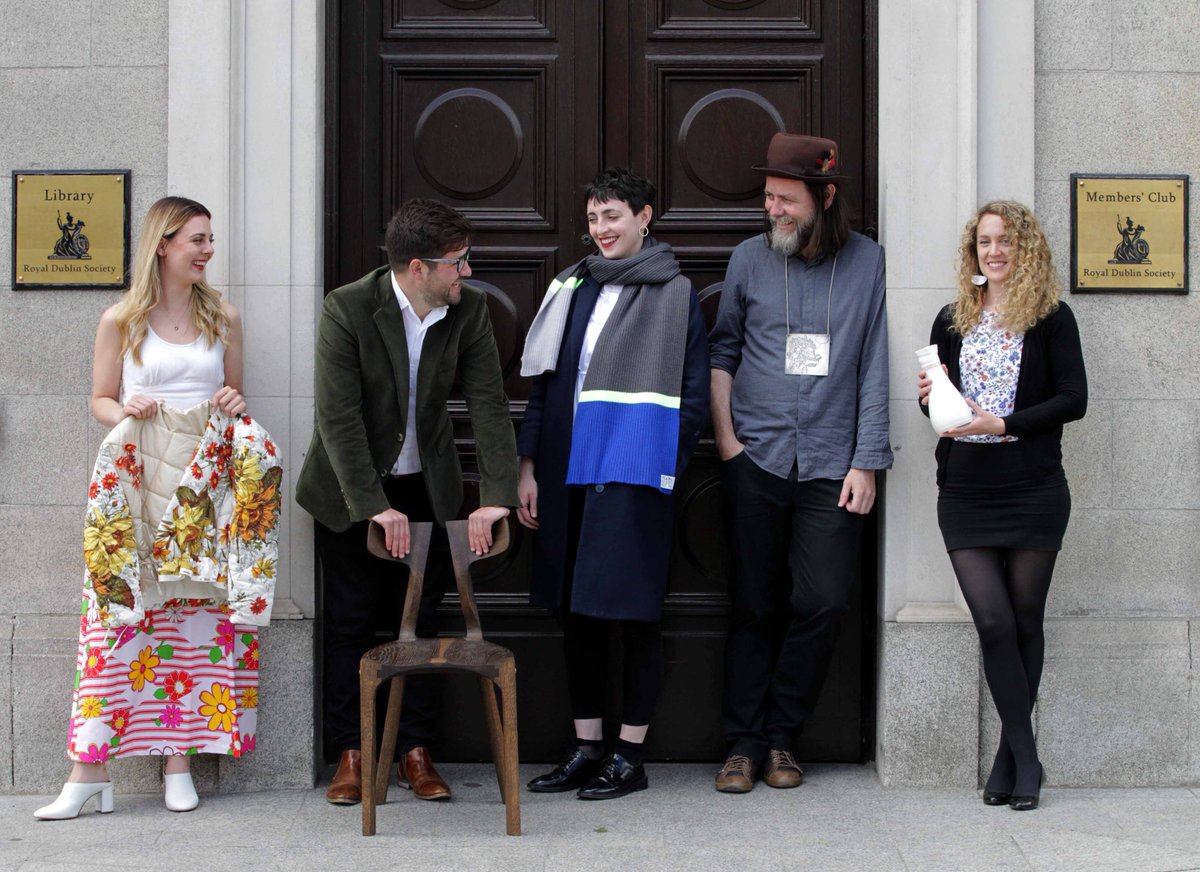 TheRDS's tweet photo. Delighted to award 5x €10,000 bursaries to some brilliant makers today as part of the RDS Craft Awards. All five were eligible to compete by being selected for the @DCCoI @futuremakers last year. L-R: Laoise Carey, Alan Meredith, Pearl Reddington, Pierce Healy &amp; Chloë Dowds. https://t.co/LzOvlUSniq