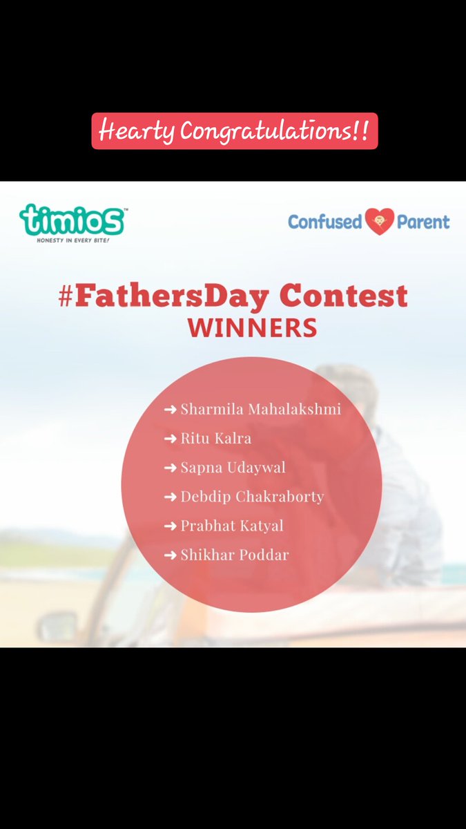 ConfusedParents's tweet photo. Hearty Congratulations To All The #Winners Of The #FathersDay #MyTimios #NoNastiesOnlyTasties #contest by @Mytimios
Kindly dm your details
#contestalert #giveaway https://t.co/UxXB3qDIUK