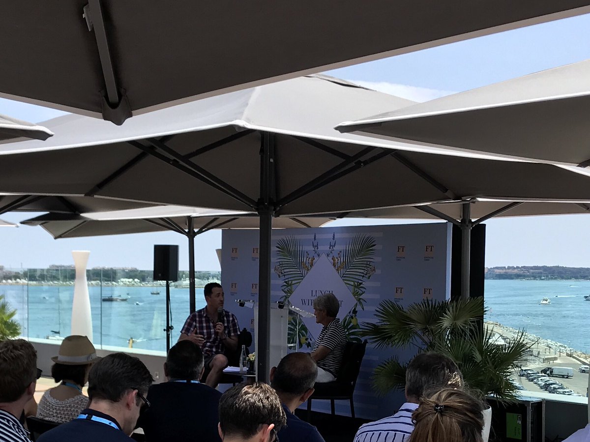 hancockpdavid's tweet photo. Very entertaining talk from Sir John Hegarty with @FT @Cannes_Lions. Technology and creativity - without a microphone where would Sinatra have been... https://t.co/MOfCKZQMHK