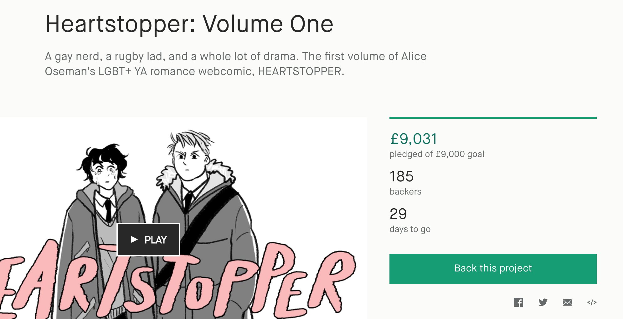 Heartstopper: Volume One by Alice Oseman — Kickstarter