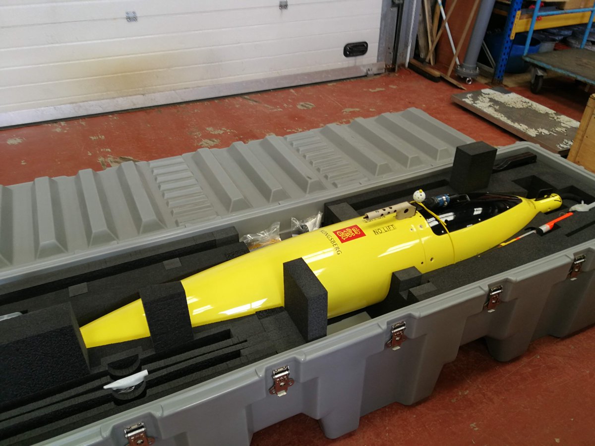 Corryvreckan, our new seaglider has arrived. All shiny and ready to science @KM_Seaglider