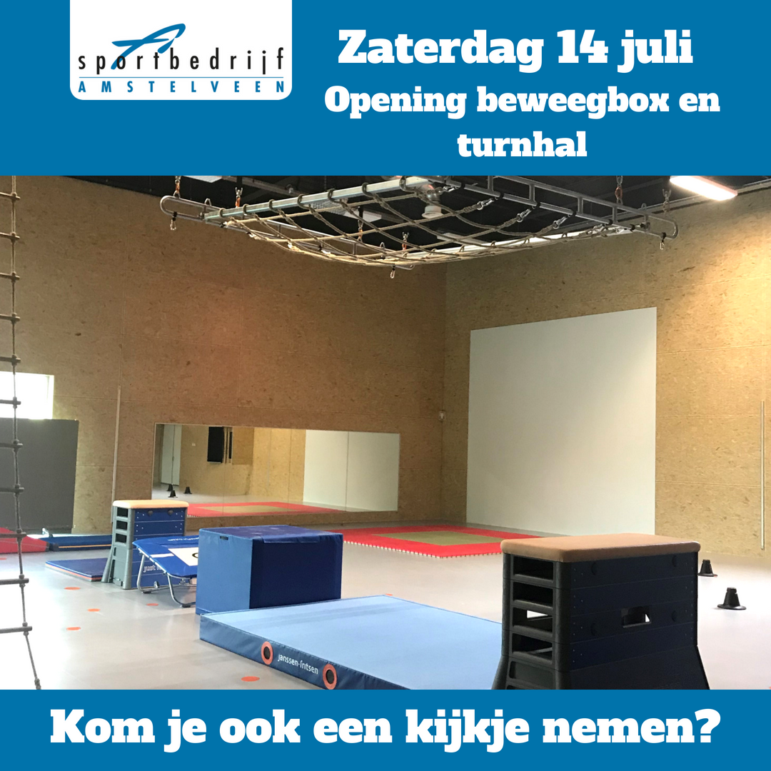 Zaterdag 14 juli is het zo ver! De jaarlijkse sportmarkt, dit jaar tegelijk met de opening van de beweegbox en turnhal. Tot dan! #beweegbox #turnhal #turnen #bewegen #sportmarkt #sportbedrijf