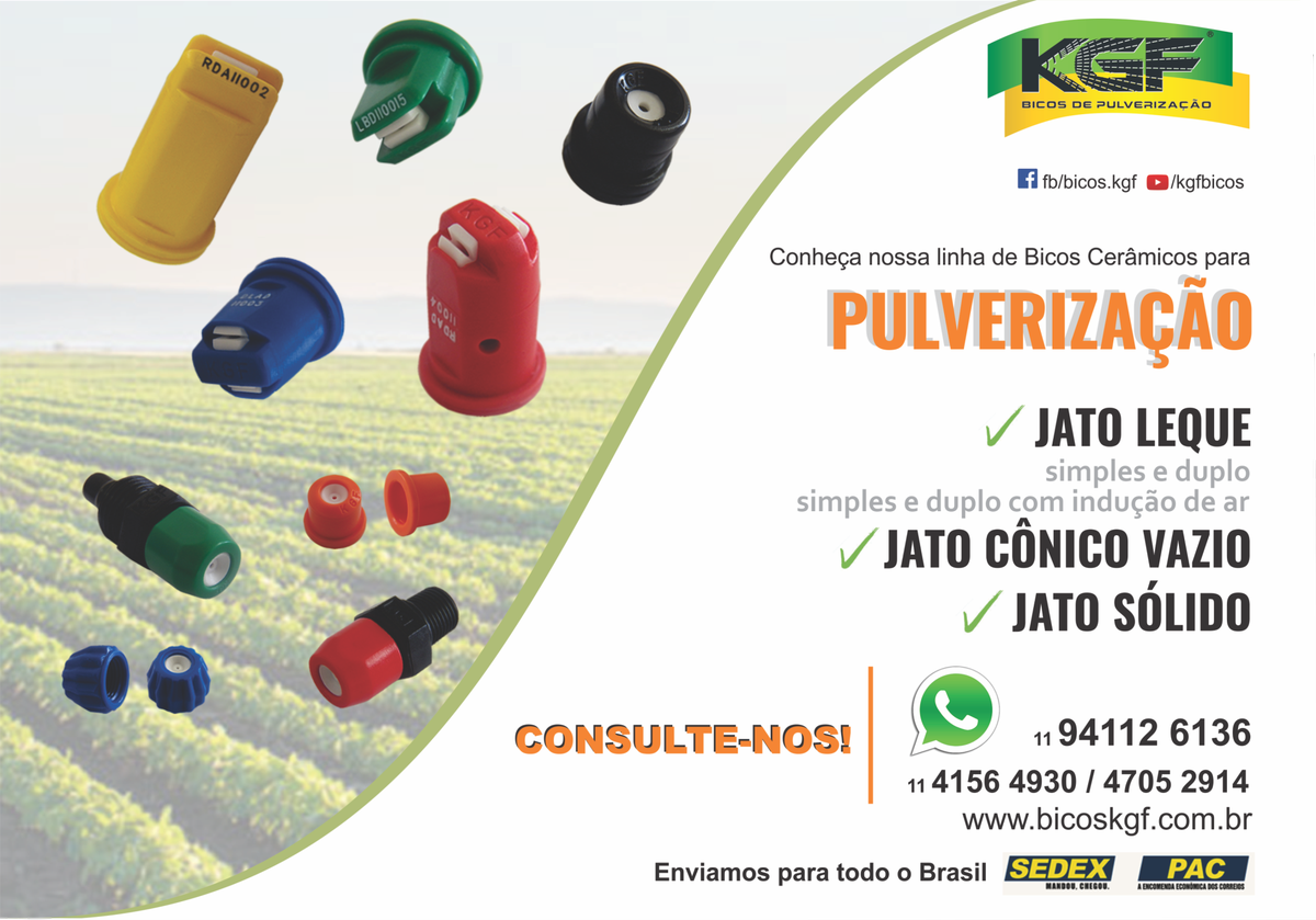 Bicos Cerâmicos 
Jato Leque - Jato Leque Duplo - Jato Cônico Vazio - Jato Sólido
Consulte-nos! WhatsApp 11 94112 6136
bicoskgf.com.br/bicos_pulveriz…