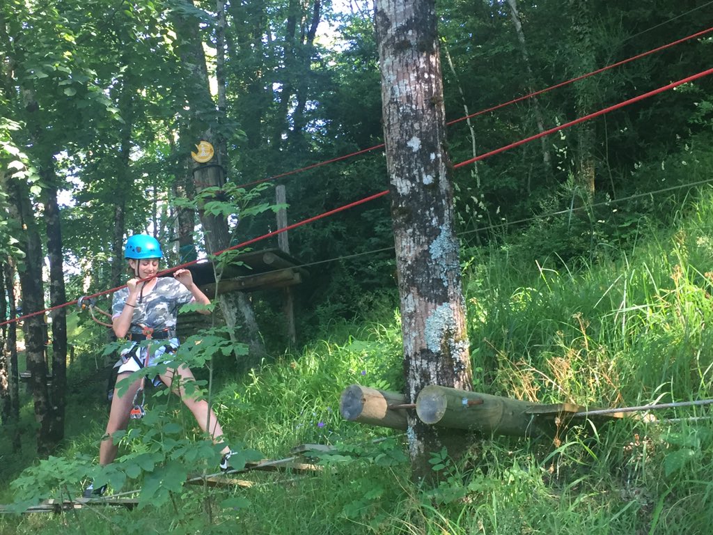Fun at the high ropes this morning for team Spears, Brown, McAlps and Titley. #Correze18 #facingourfears