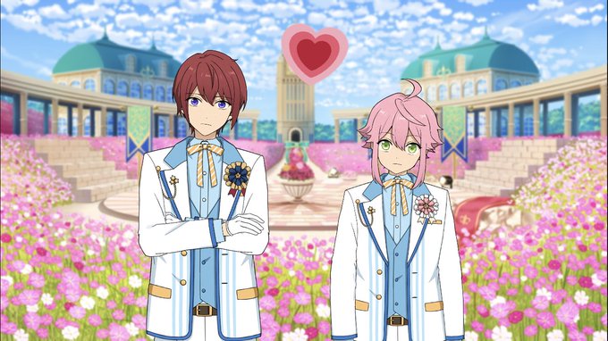 ショコラフェス風の可愛い系統な衣装を着た朔間零と斎宮宗