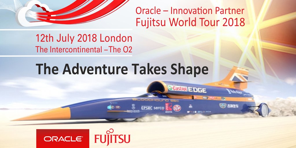 semarmajid's tweet photo. Find out how @Oracle is helping Bloodhound smash the land speed record and reach 1,000 mph. Join us at #FujitsuWorldTour at the #Oracle booth &amp; learn about #IoT #Datavisualization #SaaS #AR &amp; more. #OracleFujitsu @oracleemeaps @fujitsu_uk @BLOODHOUND_SSC https://t.co/YMq9vZMqVI https://t.co/yl86aJCBca