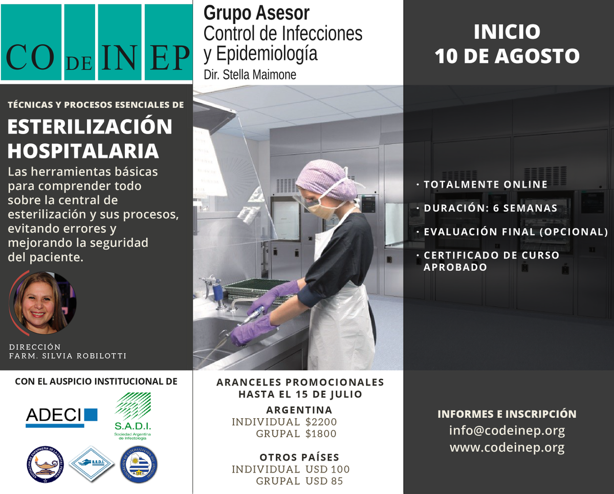 codeinepCDI's tweet photo. Curso "Técnicas y Procesos Esenciales de #Esterilización #Hospitalaria".
📆 Inicio: 10 de Agosto
✅ Inscripción: https://t.co/FGCA6JiMCv
#salud #CODEINEP #enfermeria #medicina #health https://t.co/0V6tJhHdl0