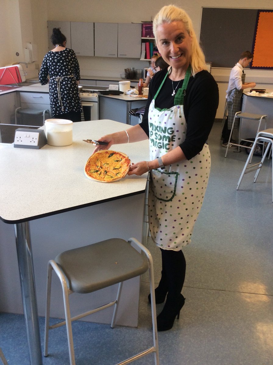 Mrs Ferguson with her lovely handmade tortilla pizza #cheesypizza