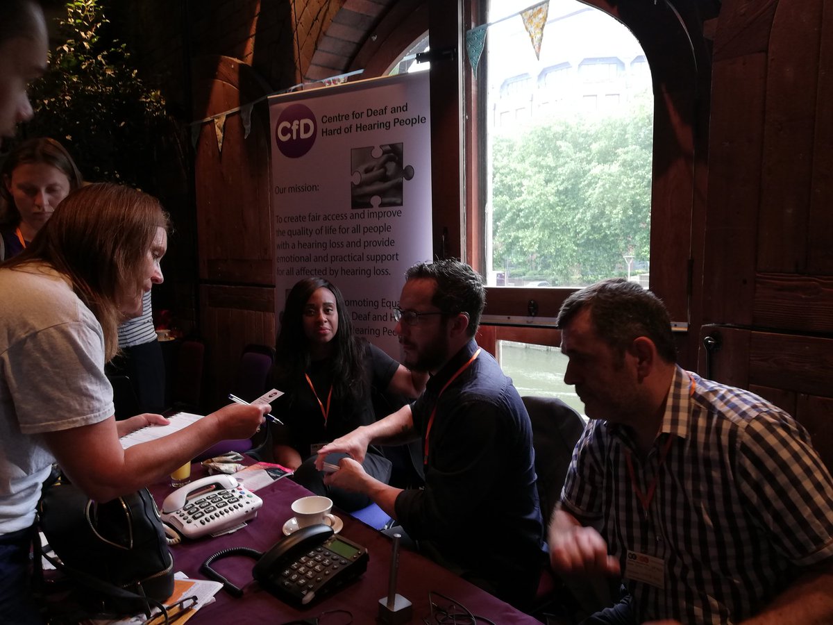 ClaireWickham's tweet photo. CfD staff busy at the WECIL Access All Areas event. @CfDHoH https://t.co/HAyNZGrUgk
