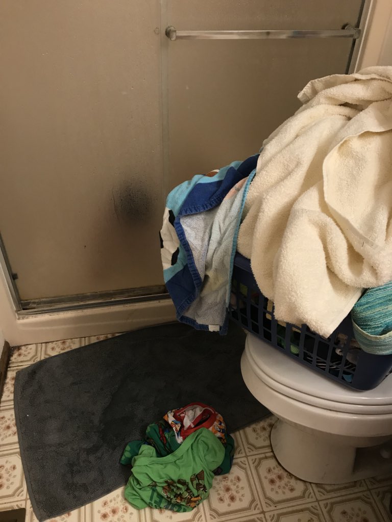 RandomDadisms's tweet image. 4yo: I wanna shower!

Me: Alright, but you’ll need to go get a clean towel first

4yo: Okay!

…I guess he’s planning on being in there for a while