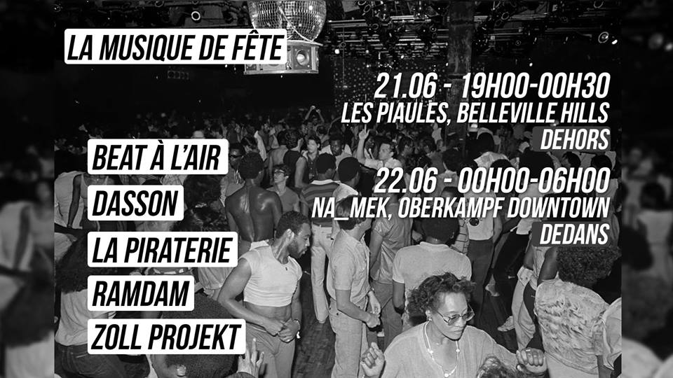 Après le match de l'<a href="/equipedefrance/">Equipe de France ⭐⭐</a> face au Pérou, on vous invite à venir célébrer la fête de la musique !

Avec L'équipe : <a href="/Beatalair/">Beat à l'air</a>, #DASSON, #LaPiraterie, #Ramdam et <a href="/zollprojekt/">Zoll Projekt</a>

 ☀️ Les Piaules : 19h - 0h30
🌙 Na_mek : 0h - 6h

Event : bit.ly/2Lju0mo