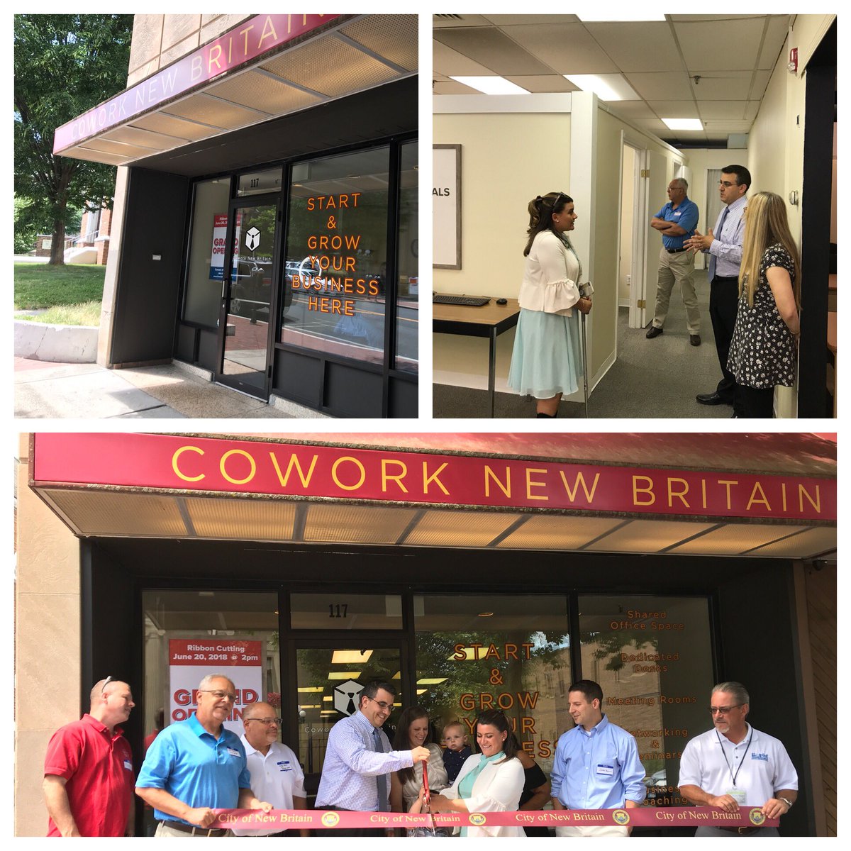 JohnBoardCT's tweet photo. Great to be at the opening of cowork New Britain this afternoon. This business will provide great opportunities for our city! CoWork is a productive cowering space for business owners to connect and support each other! #beesness https://t.co/T06vjACxj0