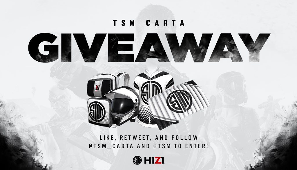 akacarta's tweet image. ⚫️⚪️ GIVEAWAY ⚪️⚫️
IN-GAME @H1Z1ProLeague TSM SET

- Like
- Retweet
- Follow @TSM_carta and @TSM

Ends: 6/29/2018
