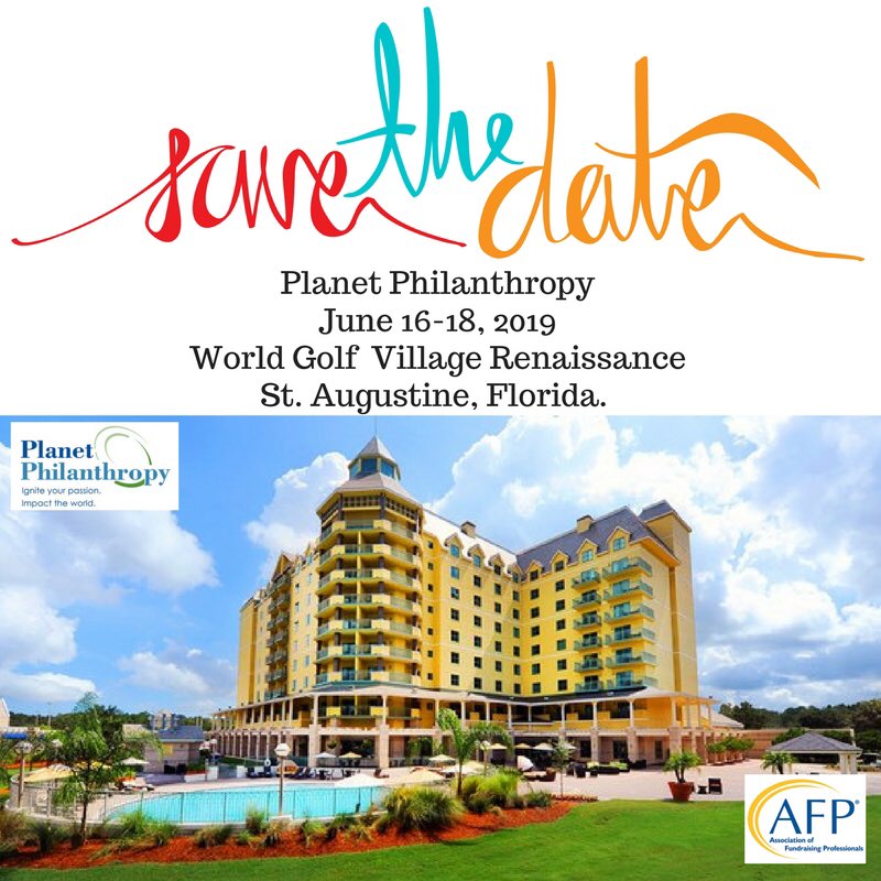 AFPFL's tweet photo. We are so thankful for those who joined us for #afp18pp! We look forward to seeing you in St. Augustine June 16-18, 2019 for next year’s Planet Philanthropy. #afp19pp https://t.co/XySgWC4e7f