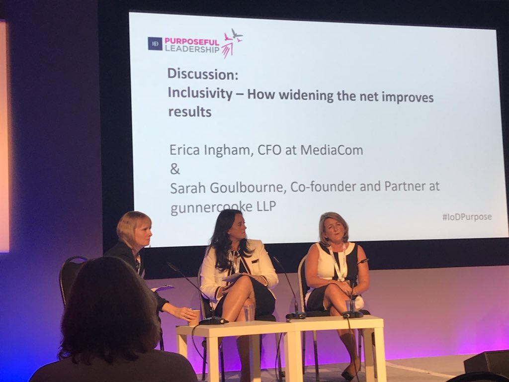 Fab day today @IoDNorthWest conference...great speakers and an inspiring set of thoughts to go home with about #IoDPurpose Last panel of the day was with our very own @MediaComNorth @ericaingham1 talking #inclusivity #purposefulleadership