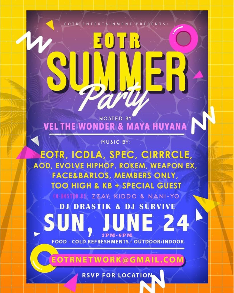 This Sunday 6.24 I’ll be selling new merch and cohosting the <a href="/eotrnetwork/">East of the River</a> Summer Party🎉 this is a free event, all ages from 1-6pm in the city of Boyle Heights. There will be food &amp; live music, I will be vending all my new merch so come cop something and take a picture with me!