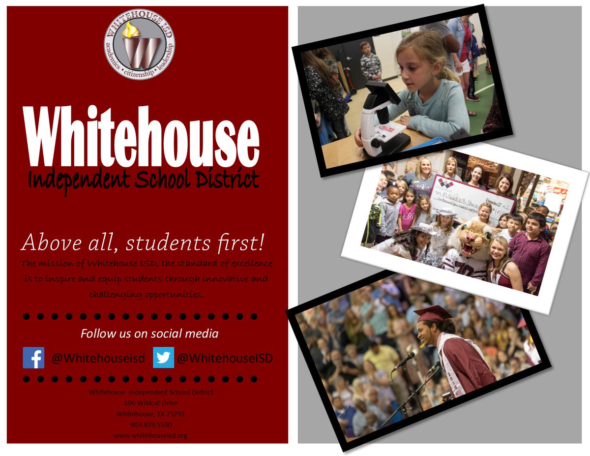 Part of the Strategic Planning Process included creating new Vision, Mission, and Beliefs statements for our district. Thank you to all the members of the Strategic Planning Committee. Do you know our new Vision and Mission statement for Whitehouse ISD? #SPC