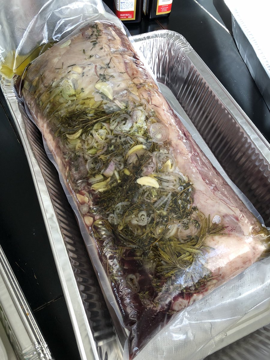 BraggAmy's tweet photo. Chef Kevin marinated a whole ribeye, Chef Julian on the cuts, Chef Sam on the grill #FueledbyBama https://t.co/mN4I104cKN
