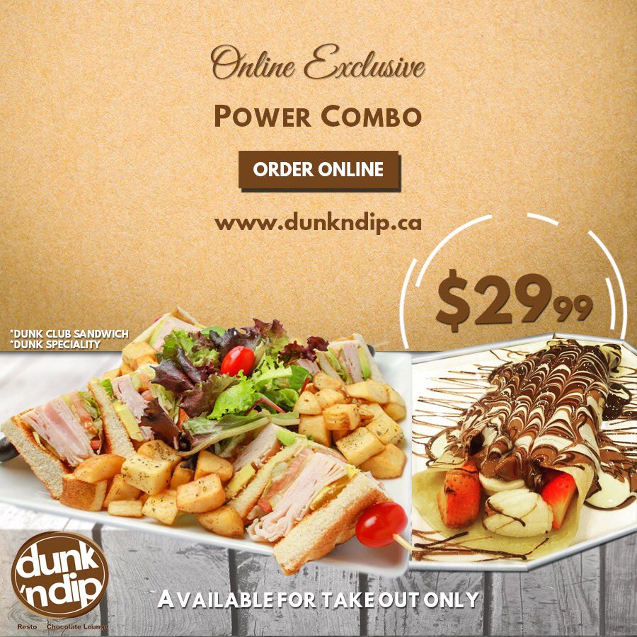 dunkndip's tweet photo. Here’s our ultimate power smackin’, ONLINE EXCLUSIVE,TAKEOUT ONLY deal for $29.99⭐️Dunk ClubSandwich n Dunk Specialty⭐️
ORDER ONLINE for PICKUP:https://t.co/bHZgjiI1VB PickupLakeshore n Burnhamthorpe locations*open till 2AM on weekends@Burnhamthorpe
#onlineonly #takeoutonly https://t.co/Nu7spOavdz