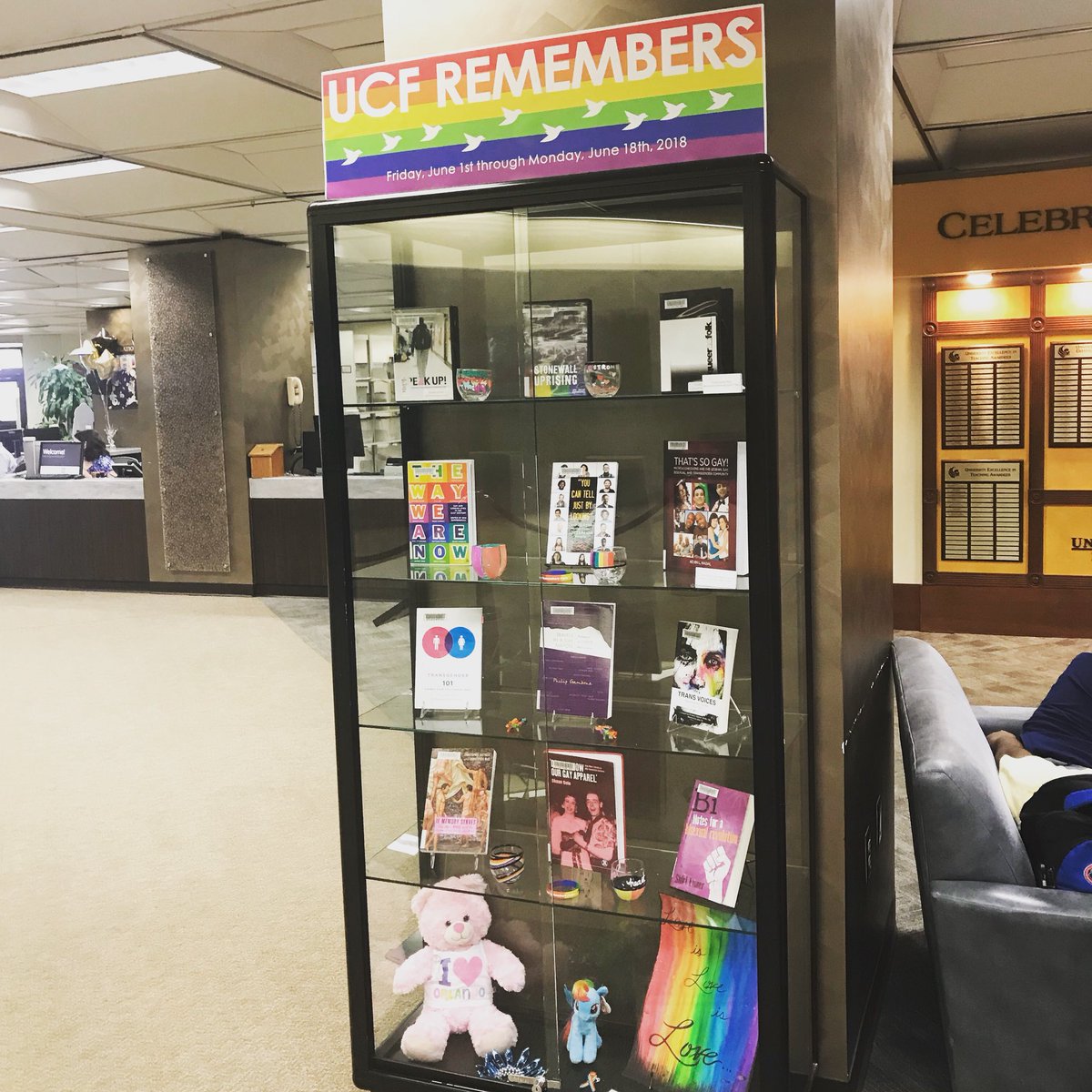 UCFOIE's tweet photo. Thank you, @ucflibrary for hosting the #ucfremembers exhibit #orlandounited #ucfletsbeclear #knightsbeclear https://t.co/NpBPH4xXp7
