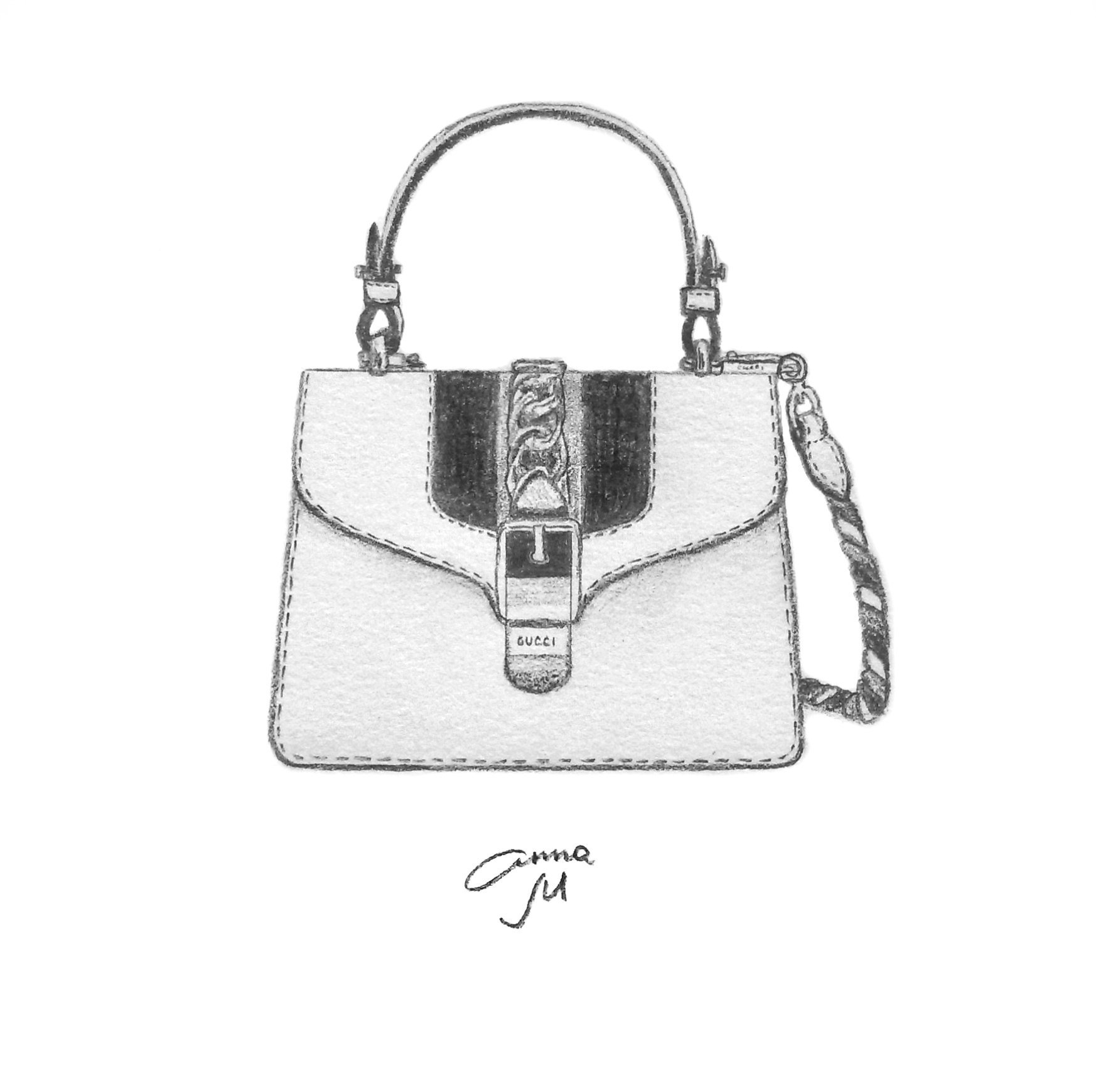 Drawing a Gucci bag 