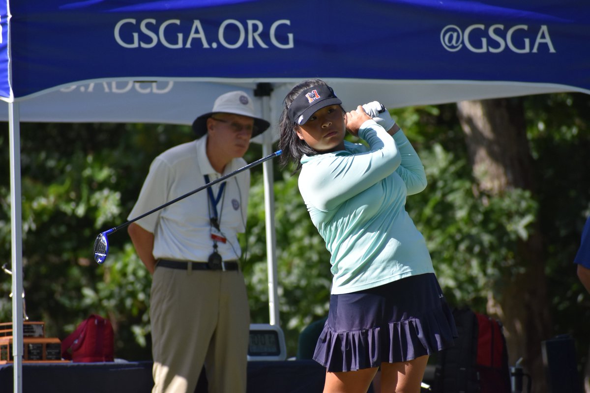 GSGA's tweet photo. Our leaders have teed off here at the final round of the #GirlsChampionship! Future @UGAWomensGolf Jenny Bae is our leader, future @JMUWGolf Kate Owens sits in second, and future @MercerWGolf Carol Pyon is in third!

Live hole-by-hole scoring ➡️ https://t.co/TmbUgniKTT https://t.co/Z2nBRqhCd0