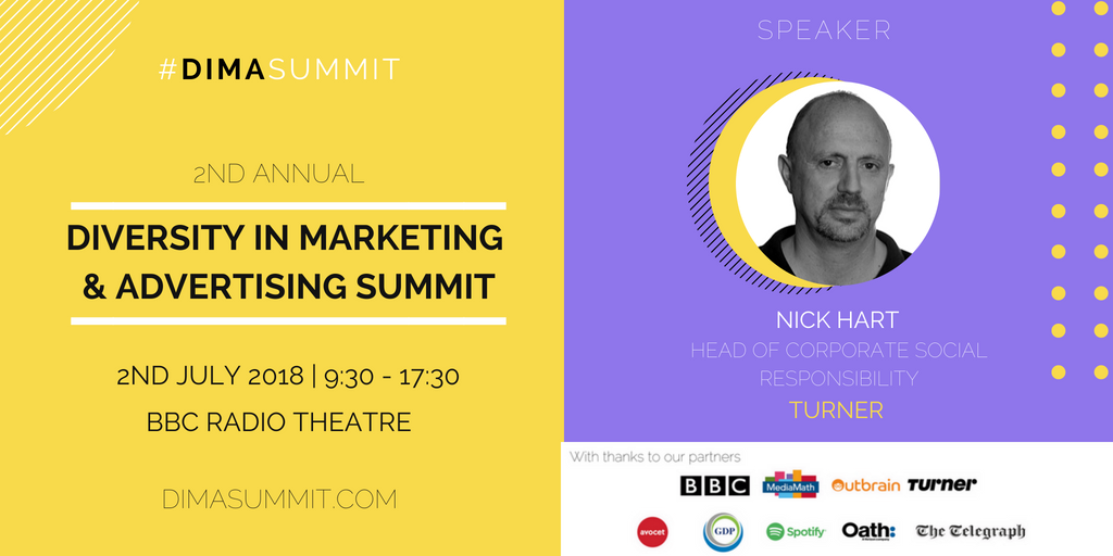 DiMASummit's tweet photo. Meet our Speakers!
Nick Hart (@thenickhart) is the Head of Corporate Social Responsibility at @Turner
Get your ticket now for the #DIMASummit on July 2nd, 2018 at the BBC Radio Theatre: https://t.co/GZplCNhdsO
#Diversity #speaker #marketing #dima50 #nickhart #turner https://t.co/CsSibnNYcp