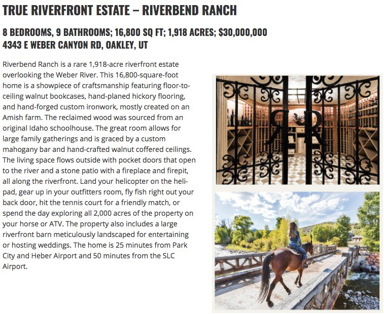 Read more about the True Riverfront Estate : Riverbend Ranch in @WHJMagazine latest issue. westernhomejournal.com/park-city-utah…

#ReclaimingLuxury #RedefiningLuxury #Luxury #EVAmericas #RealEstate #Global #Traveler #Utah #Backcountry