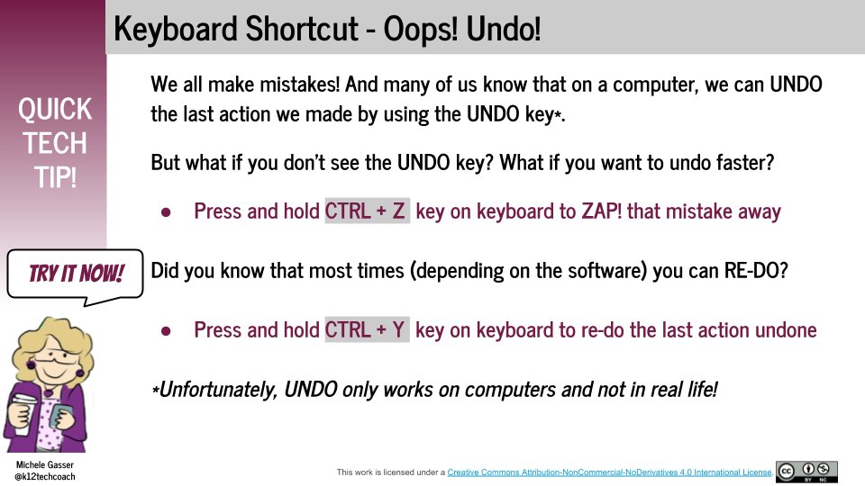 k12techcoach's tweet photo. We all make mistakes! UNDO!  #undo #shortcuts #quicktechtips #edchat #edtech #tipsandtricks https://t.co/dgRAalYmNk
