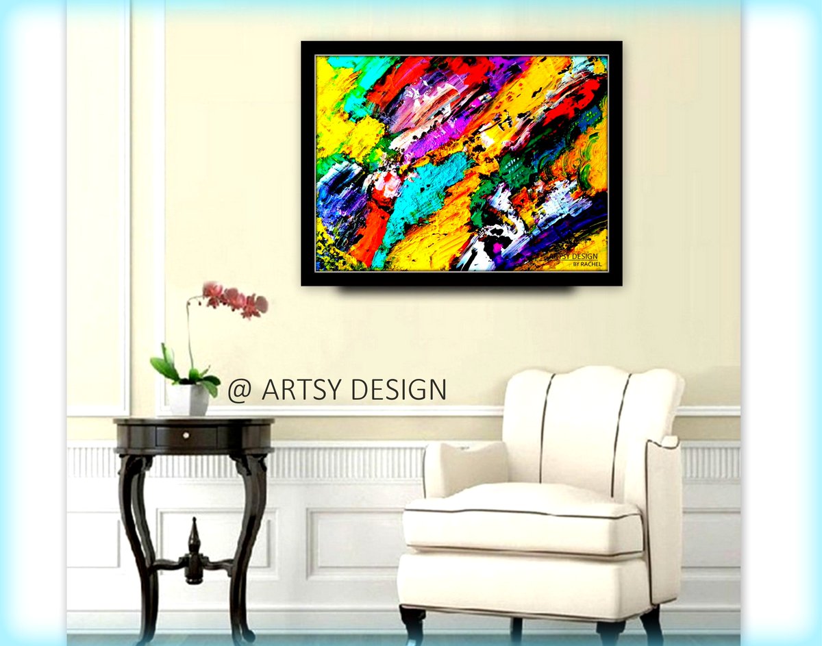 BE COLORFUL!!
My colorful abstract artwork in a room setting. 
Have a colorful day !!!