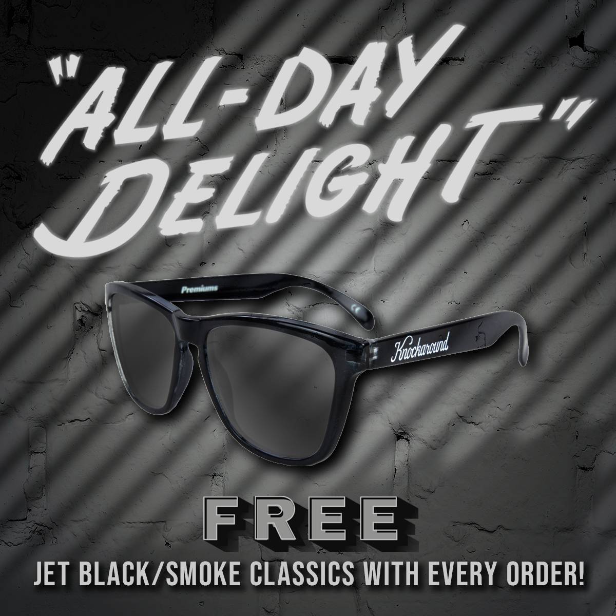 Summer starts tomorrow! We're celebrating &amp; you're benefiting. FREE Jet Black / Smoke Classics with every order. No min purchase required while supplies last. Claim free shades at checkout: bit.ly/2I5ccJR #knockaround #alldaydelight #free #classicknocks #sunglasses
