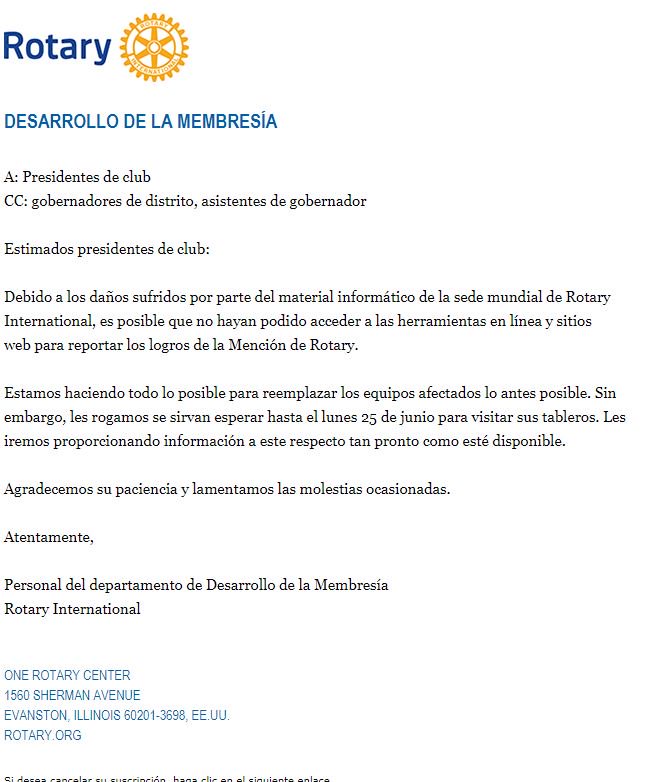 Aviso a los presidentes de club.