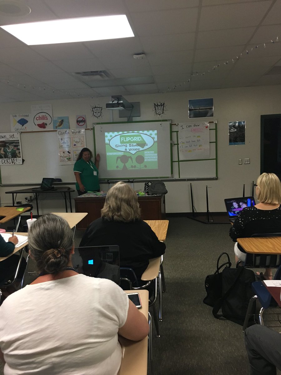 SBISDEdTech's tweet photo. @annieamitchell “Bringing the Back Row to the Front Row” w/ @Flipgrid! Using tech to create authentic opportunities for S self-directness &amp; communication. Bringing student awareness to the power of their voice &amp; sharing their thinking! #SBVanguard #flipgridfever #sbisdthrowback https://t.co/BvzxoZQnfQ