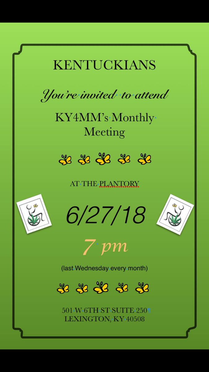 ky4mm's tweet photo. We look forward to seeing you at next week's #KY4MM monthly meeting where we'll discuss how you can make an impact in your community. #legalizeky https://t.co/LXE9pPHSHf