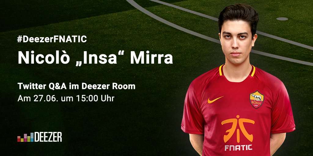 DeezerDE's tweet photo. Gaming-Fans aufgepasst! FIFA Pro @Roma_Insa von @FNATIC ist nächste Woche im #DeezerRoom und beantwortet live all eure Fragen. Twittert sie schon jetzt unter dem Hashtag #DeezerFNATIC und ihr bekommt nächsten Mittwoch mit etwas Glück eure persönliche Antwort per Videobotschaft 🎥 https://t.co/dAIBVCx9u2