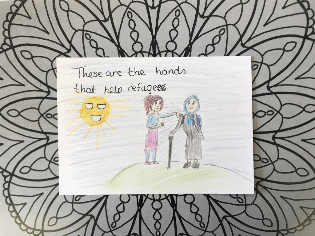 KazzumArts's tweet photo. Hopeful and caring messages to young refugees from our primary school workshops for #RefugeeWeek2018 #WorldRefugeeDay - ‘Everyone is welcome here’ - we couldn’t say it better ourselves... Support @RefugeeWeek here: https://t.co/ytWtzAoxG2 #20simpleacts https://t.co/bJIJM5sDcG