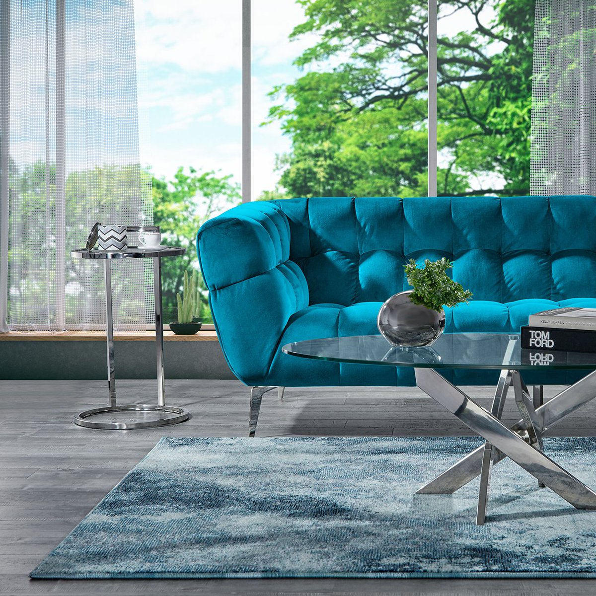 AllaModaDesign's tweet image. Looking to create a bold living room? The blue Vivian Sofa Set fits the bill - with a polished silver stainless steel base, it pairs perfectly with gray wooden flooring. 
Learn how you can design your home: allamodafurniture.com