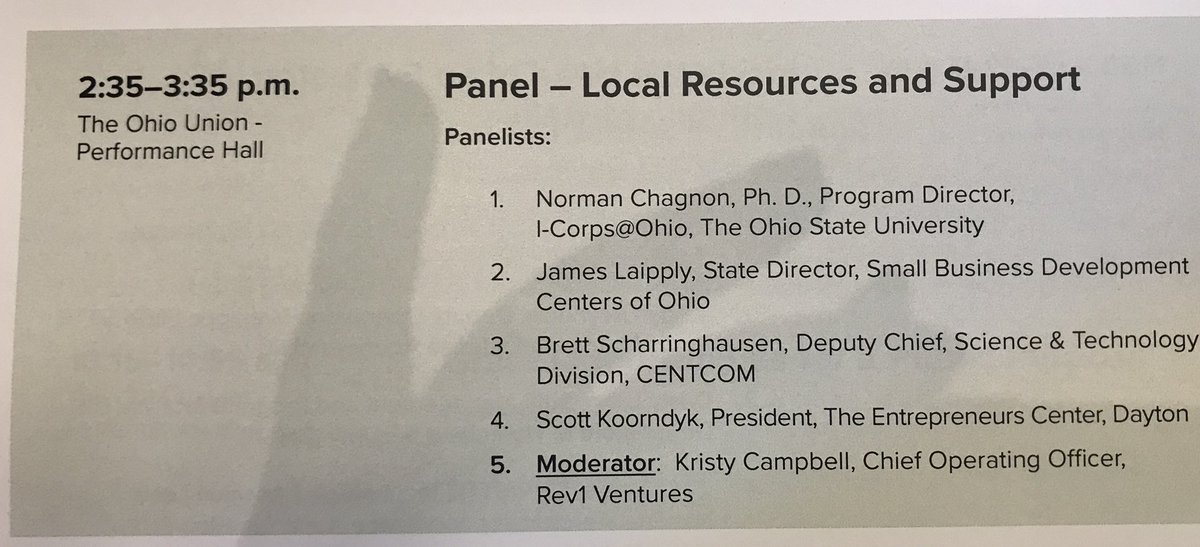 AmyJ_2014's tweet photo. A panel on Local Resources and Support in #Columbus and #Dayton OH with @koorndyk_scott of @tecdayton as well as @icorpsohio, @Rev1Ventures, and @CENTCOM #SBIRRoadshow https://t.co/6T7Cef6Jwh